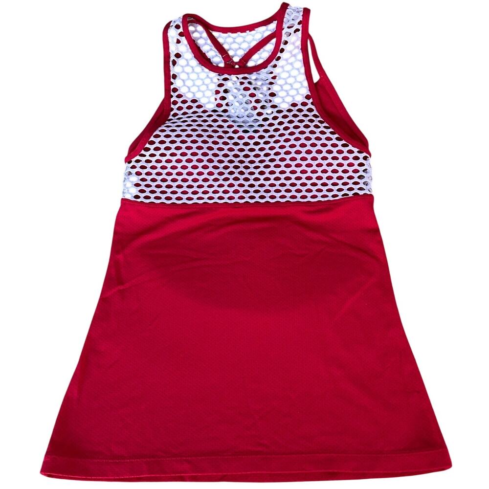Lorna Jane Women’s XS Tank Red White Mesh Racerback With Built in Sports Bra